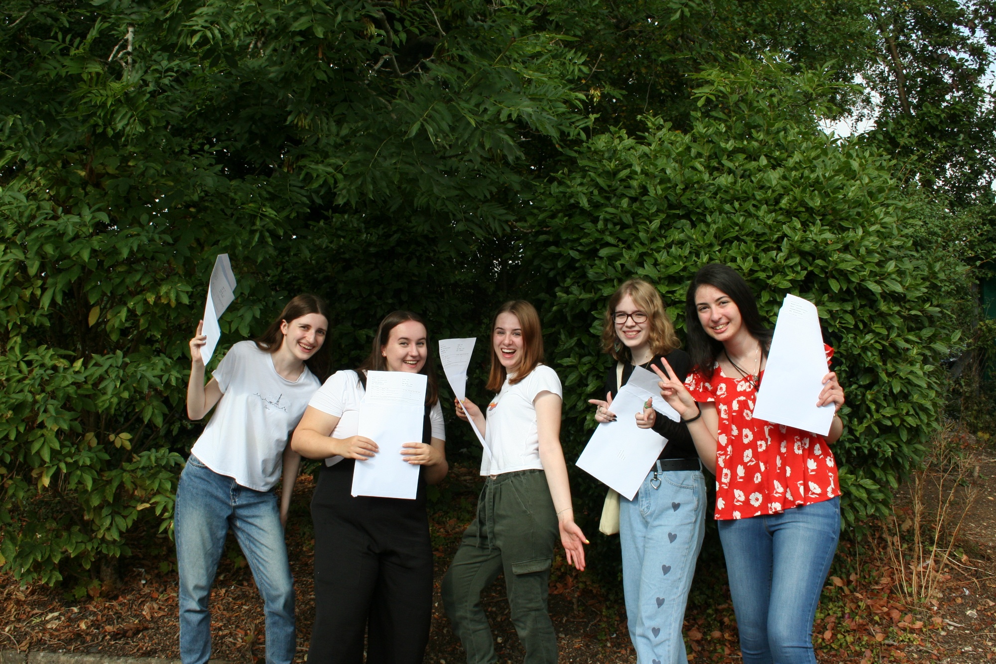 Group of girls receiving A Level Results 