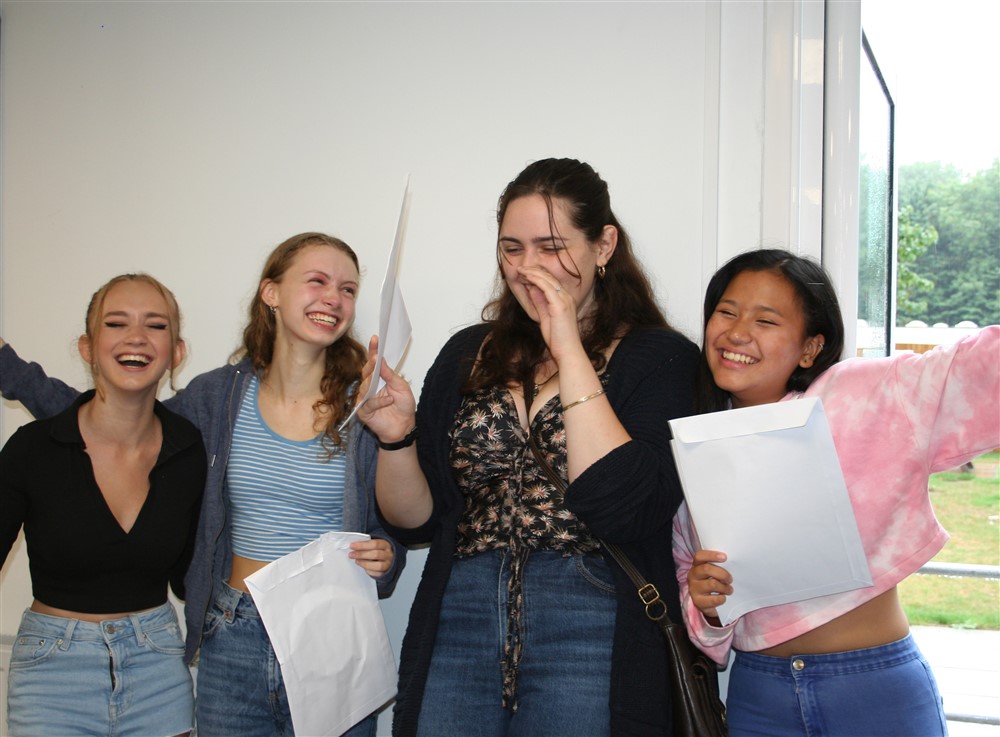 Group of Students Receiving GCSE Results 
