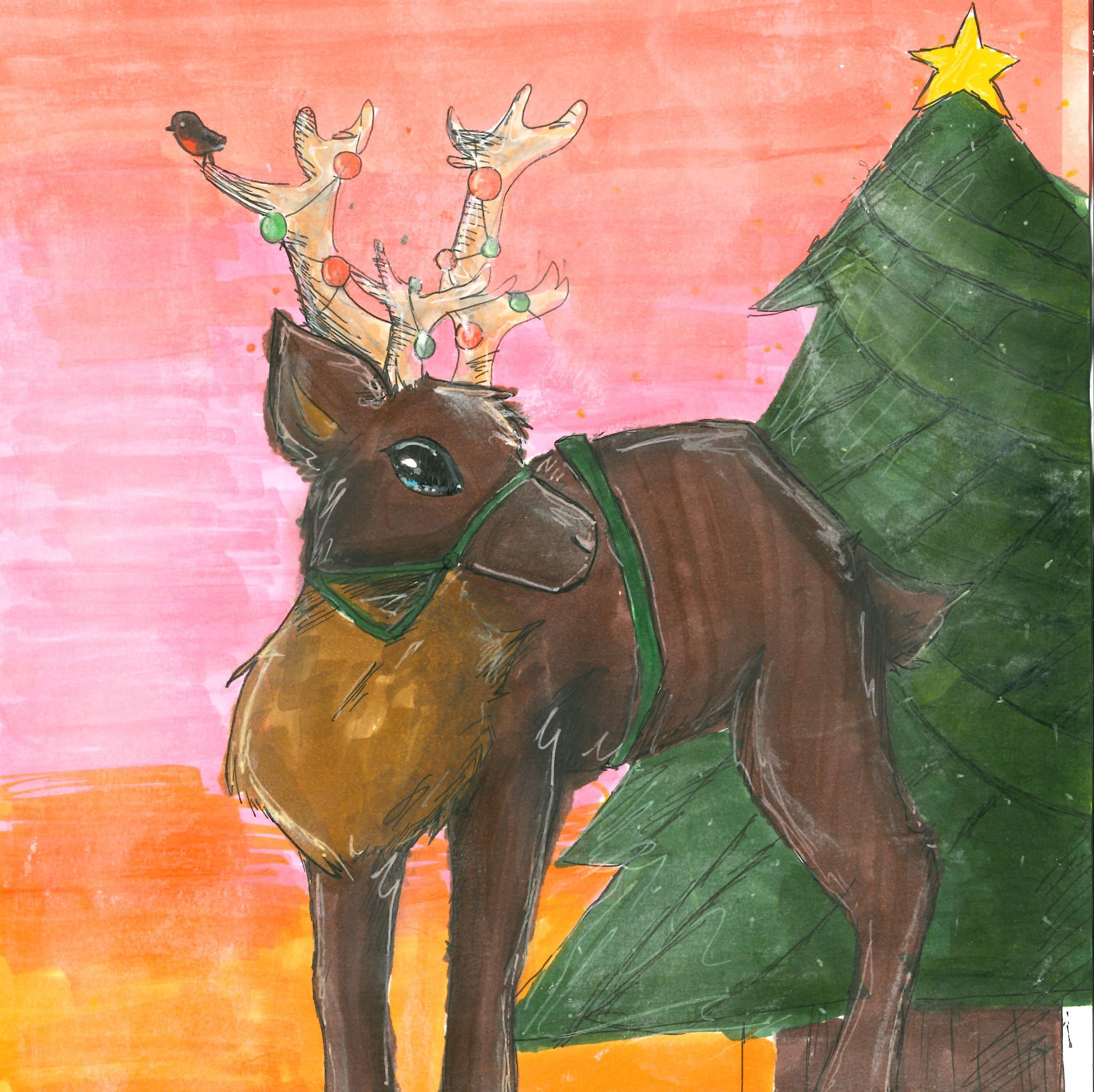 KS3 4th Prize Reindeer Card Design 