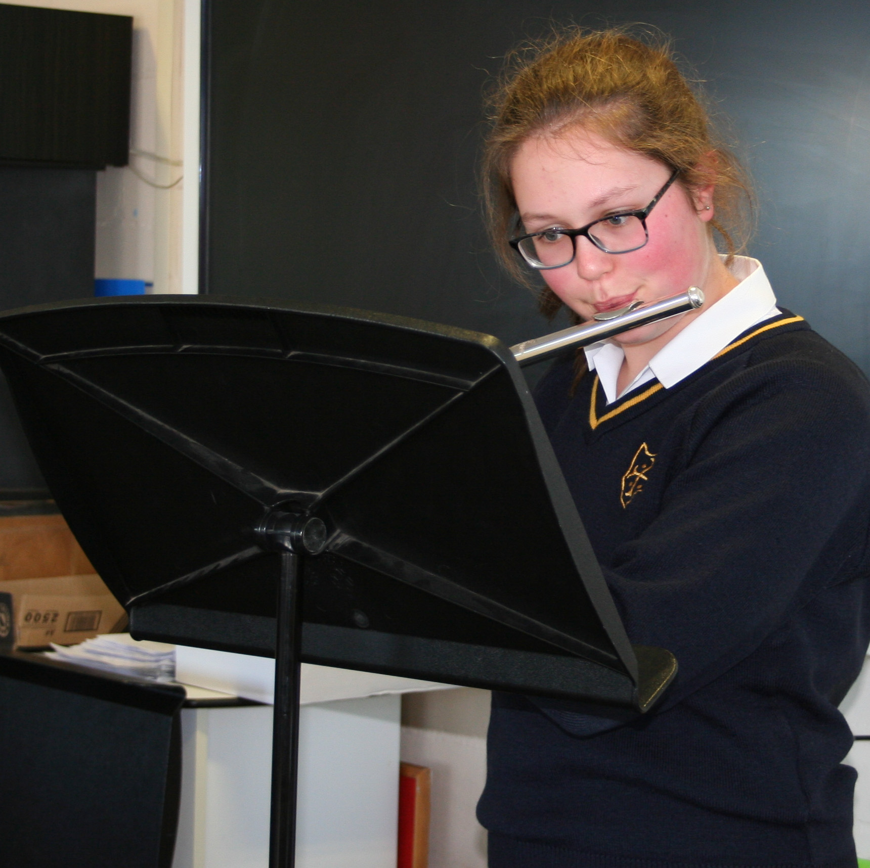 Student playing flute 