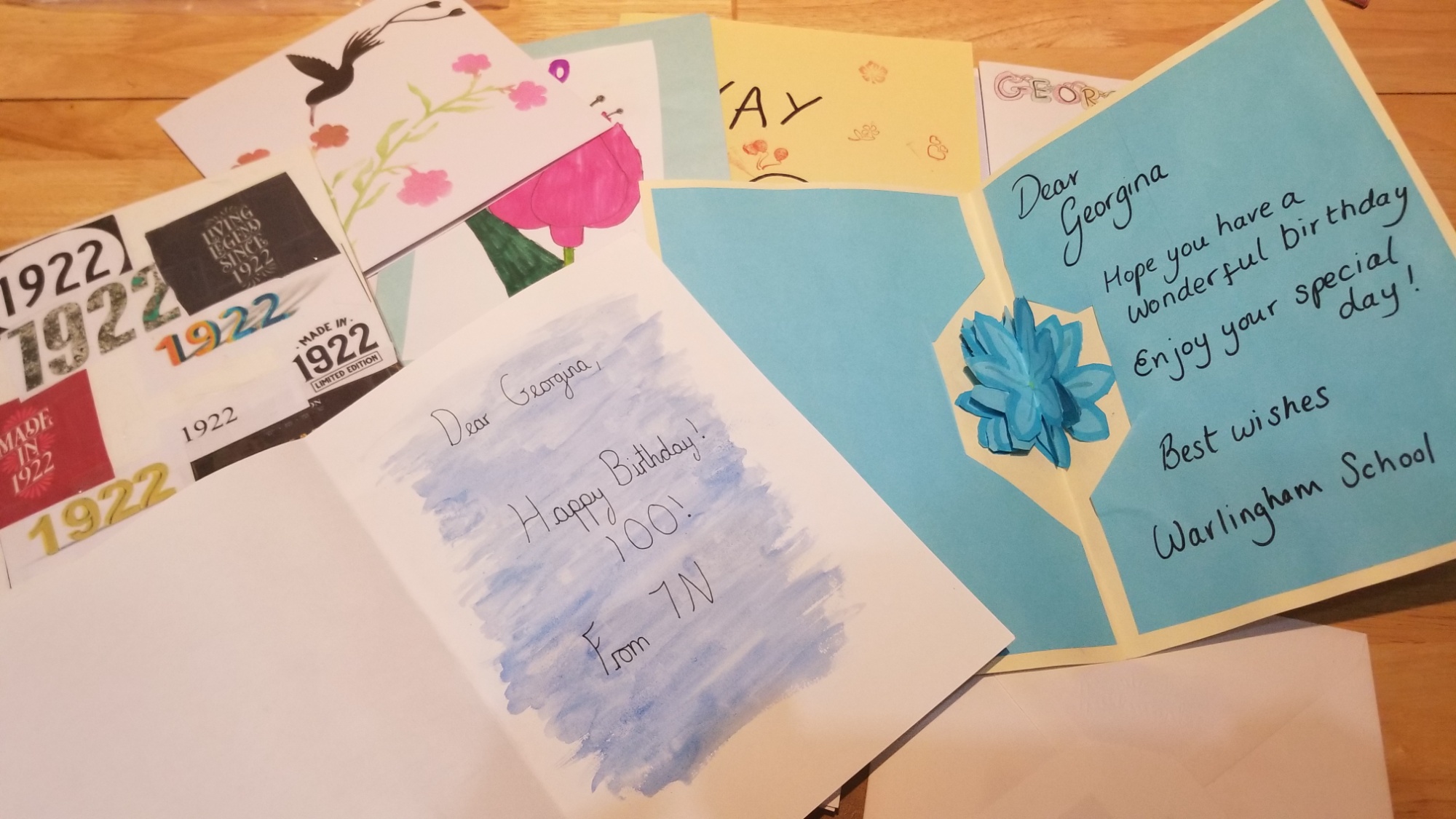 100th Birthday Cards designed by Warlingham Students 