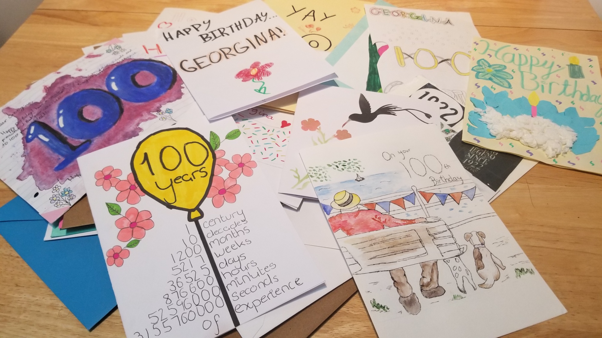 100th Birthday Cards designed by Warlingham Students 