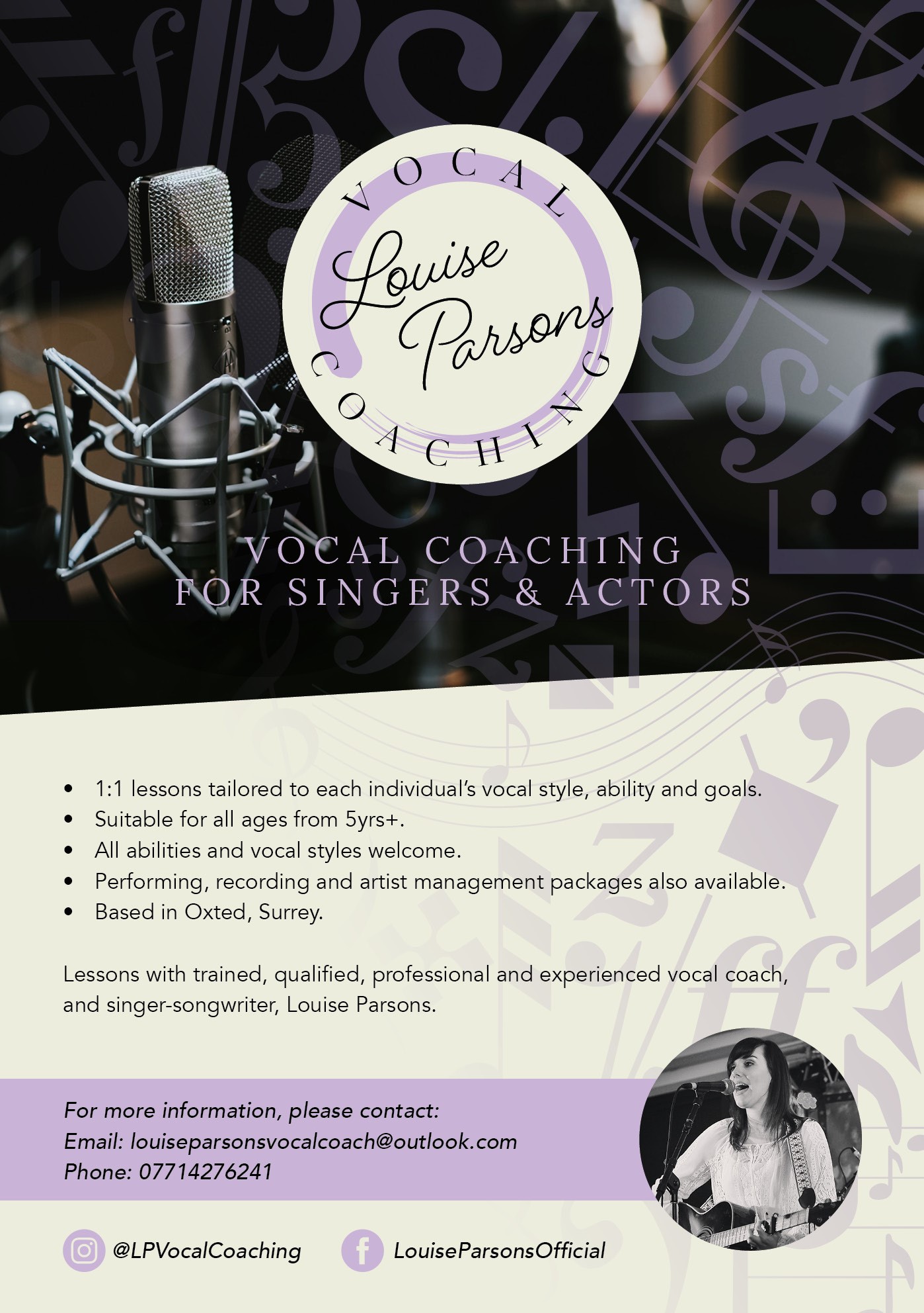 Louise Parsons Vocal Coach Flyer 