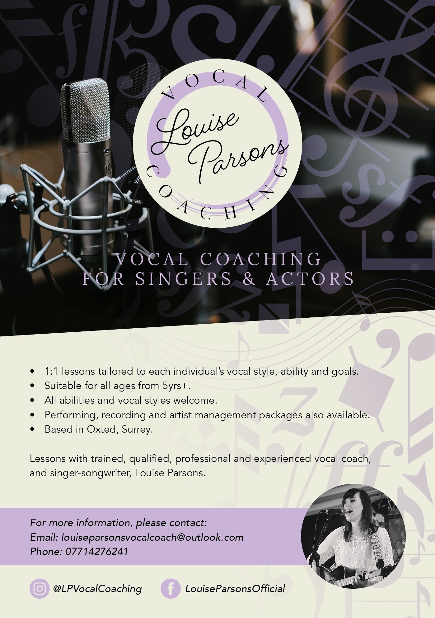 Louise Parsons Vocal Coach Flyer